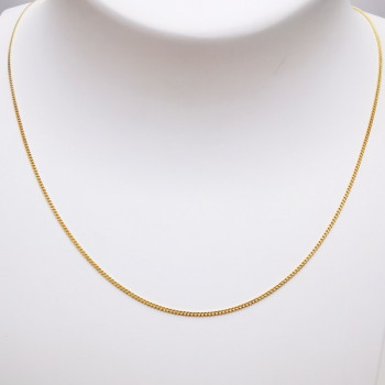 Chaîne Collier Gourmette Plaqué Or 40cm Avec Pendentif Pierre Bleue