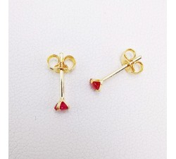 Boucles d'Oreilles Puces Rubis Or Jaune 750 - 18 carats