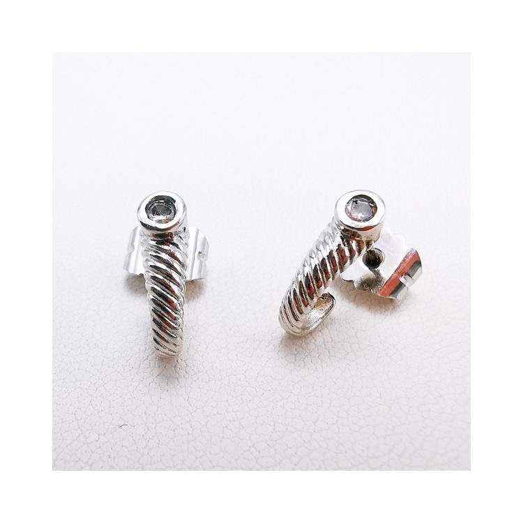 Boucles d'Oreilles "Romane" Diamants 2 x 0.06 carats Or blanc 750 - 18 carats