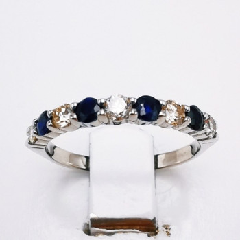 Alliance Saphirs Diamants "Eclosion Eternelle" Or Blanc  750 - 18 carats