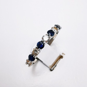 Alliance Saphirs Diamants "Eclosion Eternelle" Or Blanc  750 - 18 carats