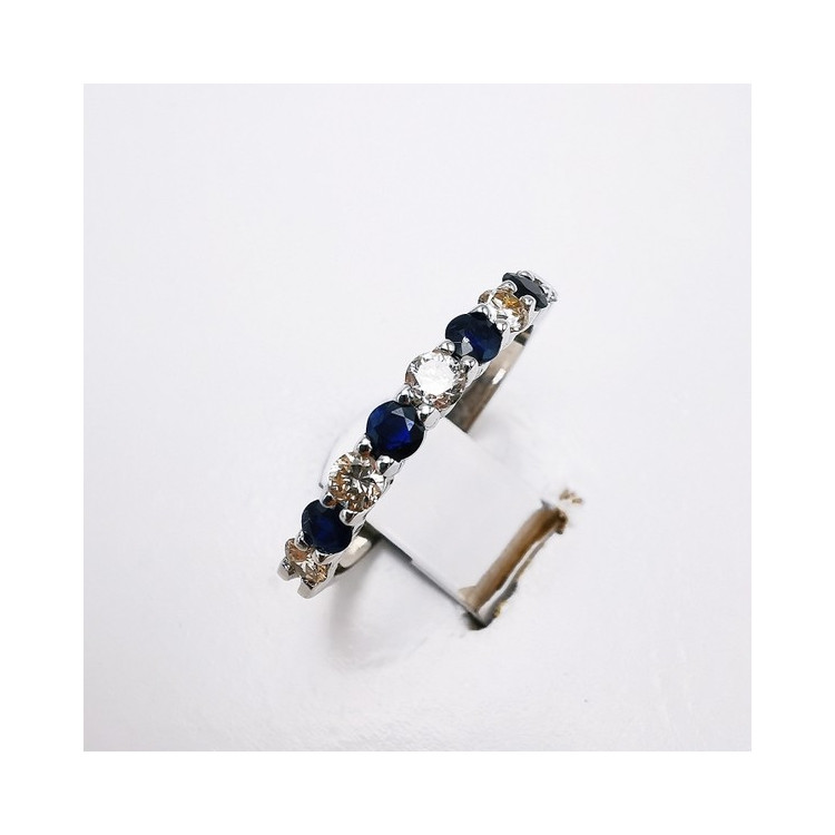 Alliance Saphirs Diamants "Eclosion Eternelle" Or Blanc  750 - 18 carats