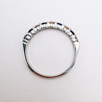Alliance Saphirs Diamants "Eclosion Eternelle" Or Blanc  750 - 18 carats