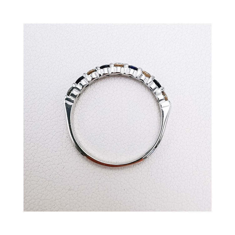 Alliance Saphirs Diamants "Eclosion Eternelle" Or Blanc  750 - 18 carats