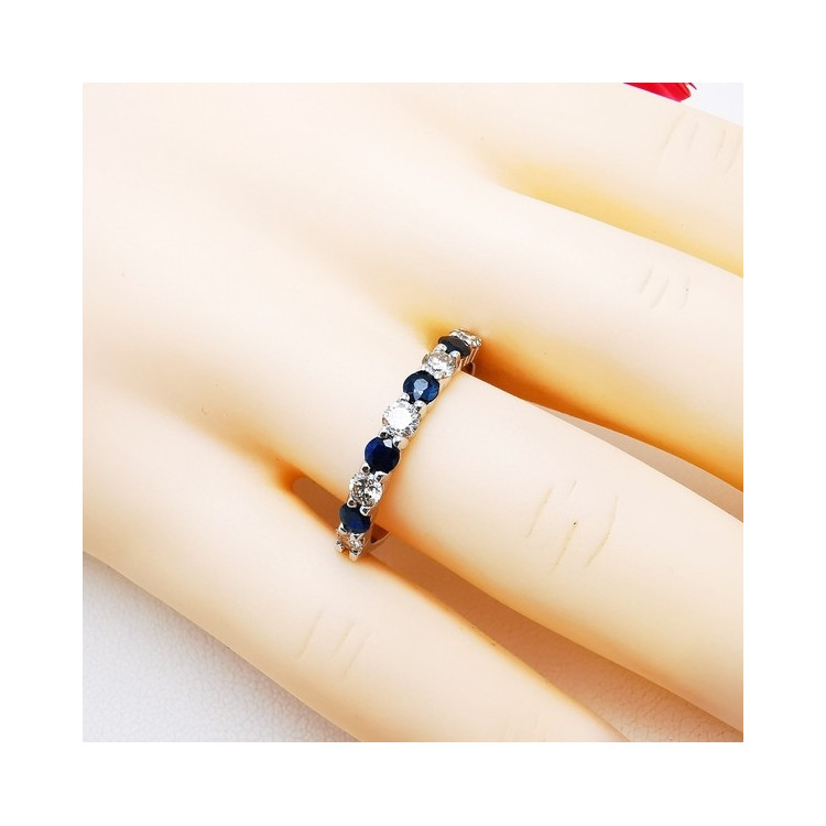 Alliance Saphirs Diamants "Eclosion Eternelle" Or Blanc  750 - 18 carats