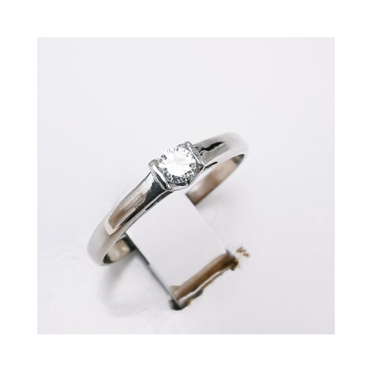 Bague Solitaire "Amour Absolu" Diamant 0.10 ct Or Blanc 750 - 18 carats Bague de fiançailles