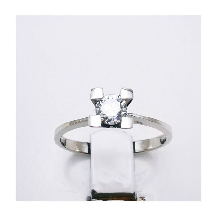 Bague Solitaire "Empire" Diamant 0.30 ct Or Blanc 750 - 18 carats