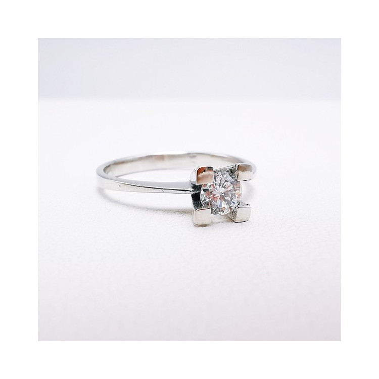 Bague Solitaire "Empire" Diamant 0.30 ct Or Blanc 750 - 18 carats