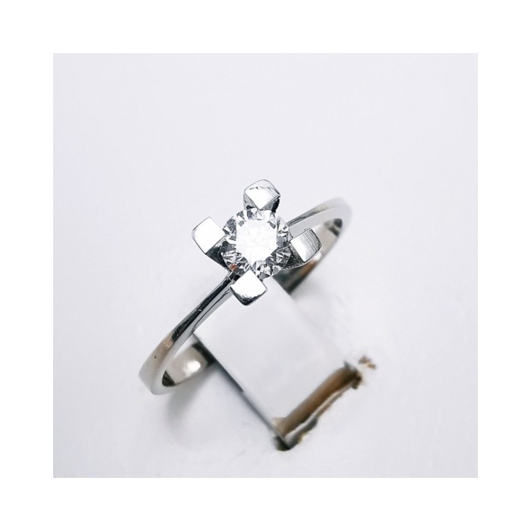 Bague Solitaire "Empire" Diamant 0.30 ct Or Blanc 750 - 18 carats