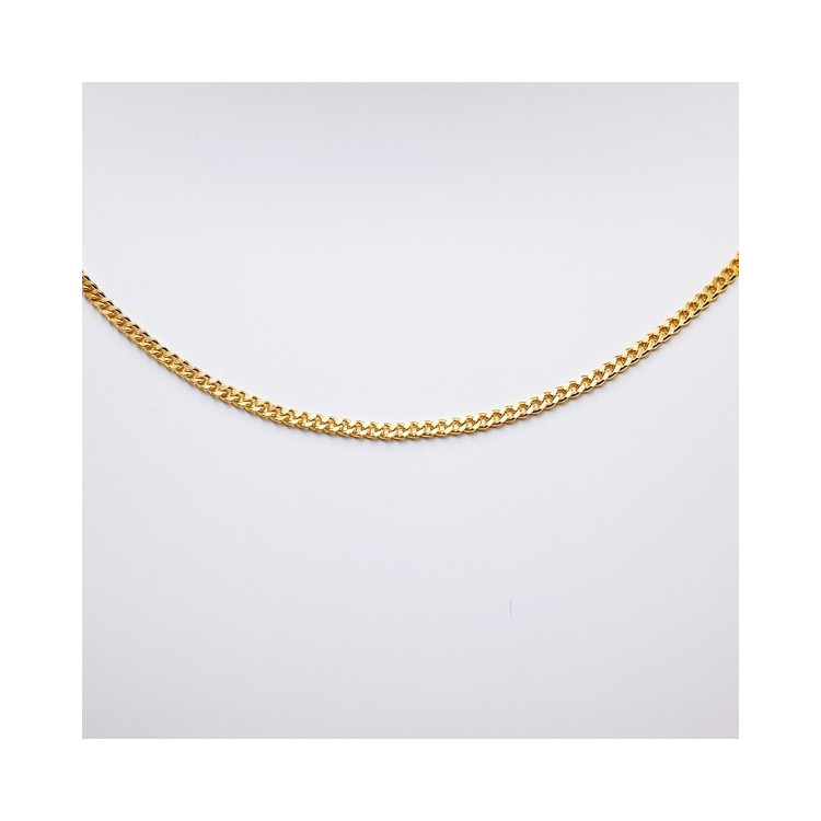 Chaîne Collier Gourmette Plaqué Or 40cm Avec Pendentif Pierre Bleue