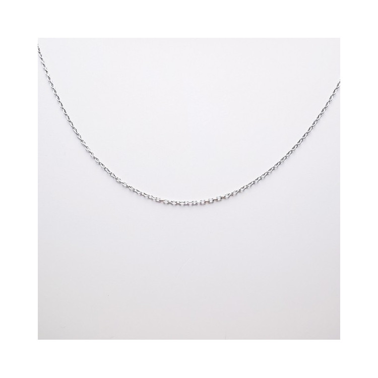 Chaîne 40 cm Or Blanc 750 - 18 carats Maille Forçat Rond 1.25 grammes