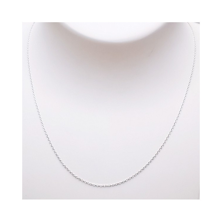 Chaîne 40 cm Or Blanc 750 - 18 carats Maille Forçat Rond 1.25 grammes