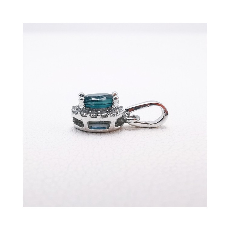 Pendentif Saphir Oxydes de Zirconium Or Blanc 750 - 18 carats
