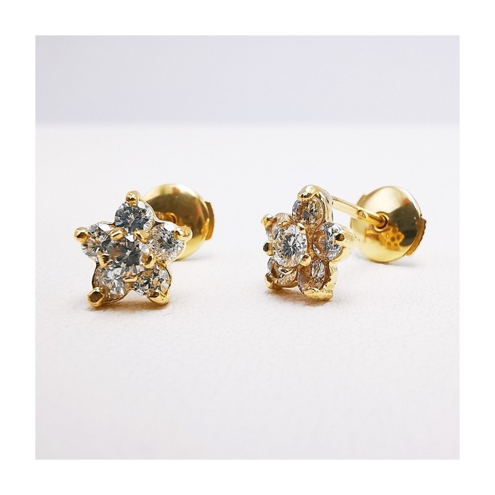 Boucles d'oreilles Lady Flower Diamants Or Jaune 750 - 18 carats