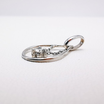 Pendentif "Diamant à Bascule" 0.11 carat Or Blanc 750 - 18 carats