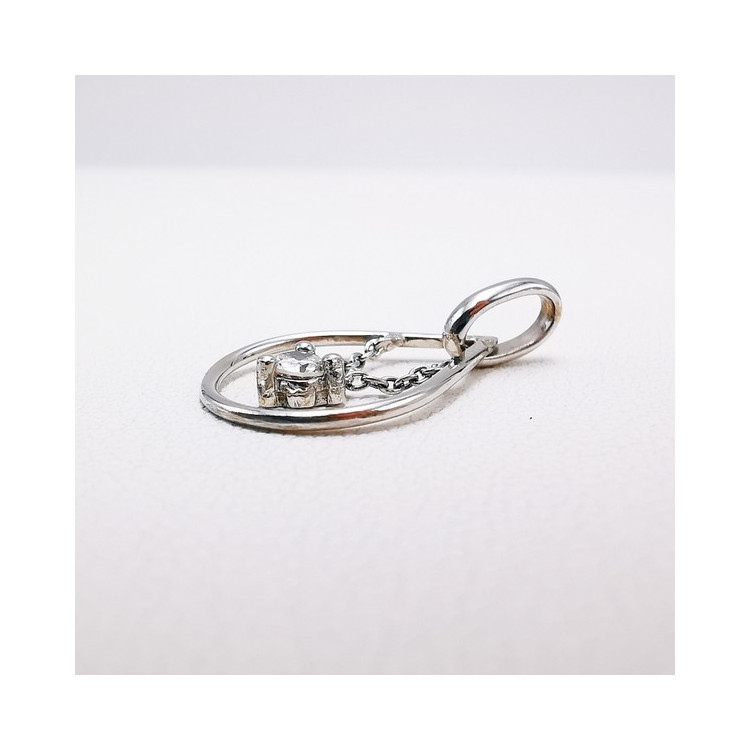 Pendentif "Diamant à Bascule" 0.11 carat Or Blanc 750 - 18 carats