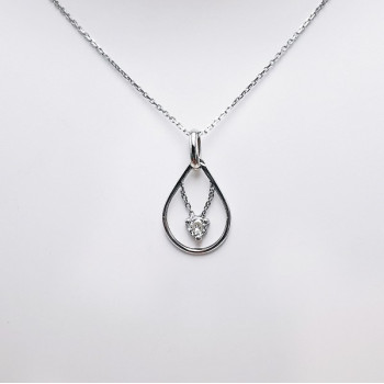 Pendentif "Diamant à Bascule" 0.11 carat Or Blanc 750 - 18 carats
