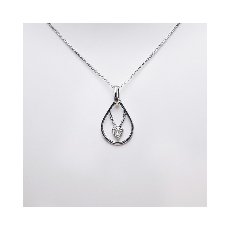 Pendentif "Diamant à Bascule" 0.11 carat Or Blanc 750 - 18 carats