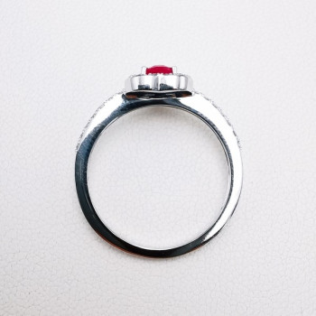 Bague Coeur Rubis Diamants Or Blanc 750 - 18 carats
