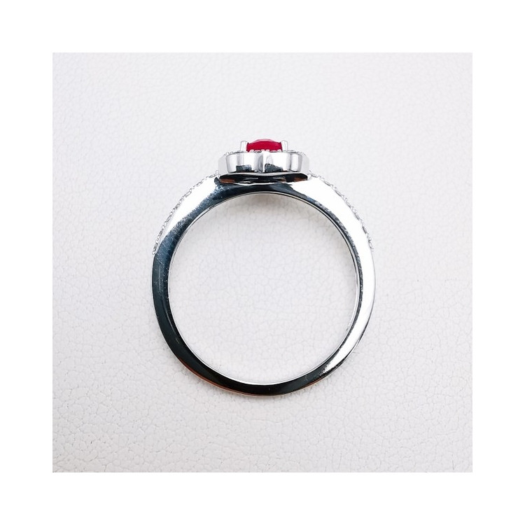 Bague Coeur Rubis Diamants Or Blanc 750 - 18 carats