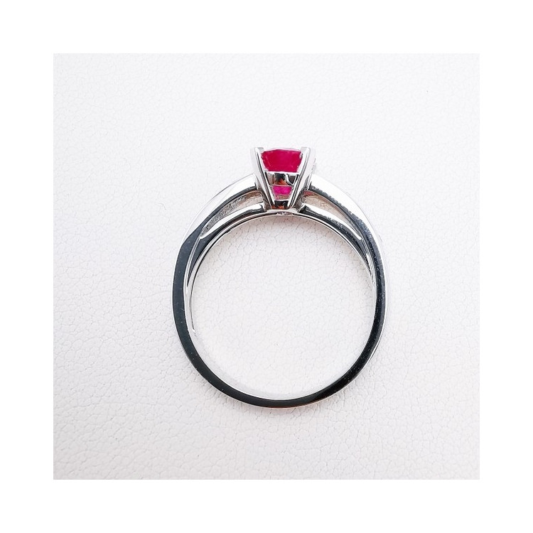 Bague Rubis Diamants Or Blanc 750 - 18 carats