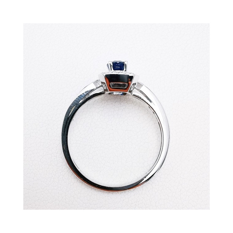 Bague Saphir Diamants Or Blanc 750 - 18 carats