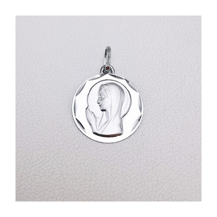 Médaille Vierge Or Blanc 750 - 18 carats