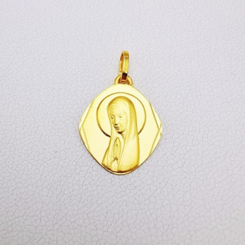 Pendentif Médaille Vierge Or Jaune 750 - 18 carats