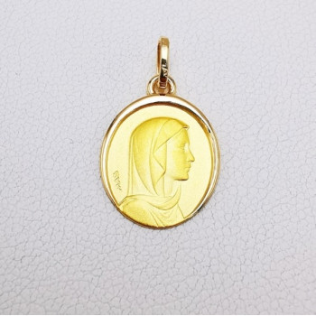 Pendentif Médaille Vierge Or Jaune 750 - 18 carats