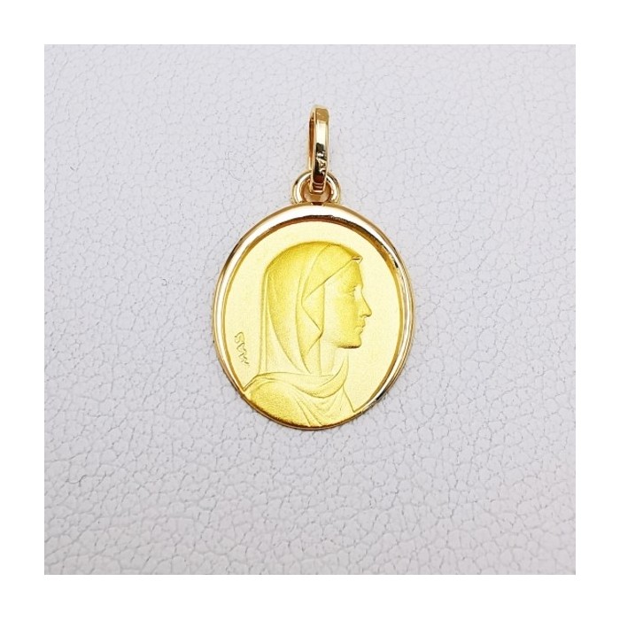 Médaille Vierge Or Jaune 750 - 18 carats