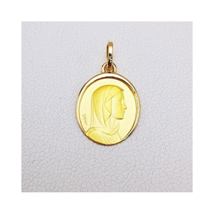 Pendentif Médaille Vierge Or Jaune 750 - 18 carats
