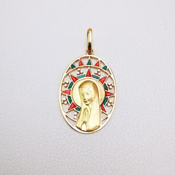 Pendentif Médaille Vierge Or Jaune 750 - 18 carats