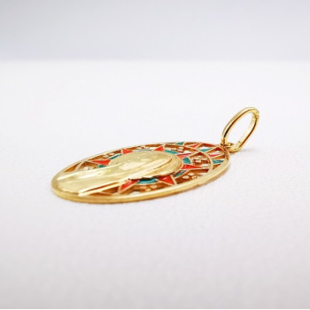 Pendentif Médaille Vierge Or Jaune 750 - 18 carats