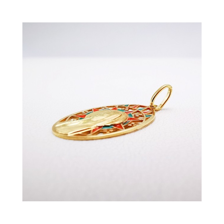 Pendentif Médaille Vierge Or Jaune 750 - 18 carats