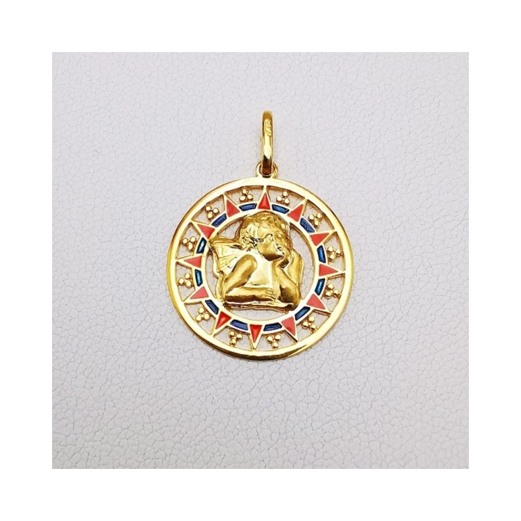 Pendentif Médaille Ange Or Jaune 750 - 18 carats