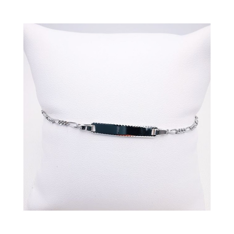 Gourmette bébé / enfant Maille Alternée Or Blanc 750 - 18 carats