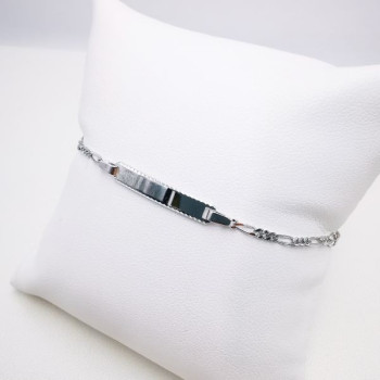 Gourmette bébé / enfant Maille Alternée Or Blanc 750 - 18 carats