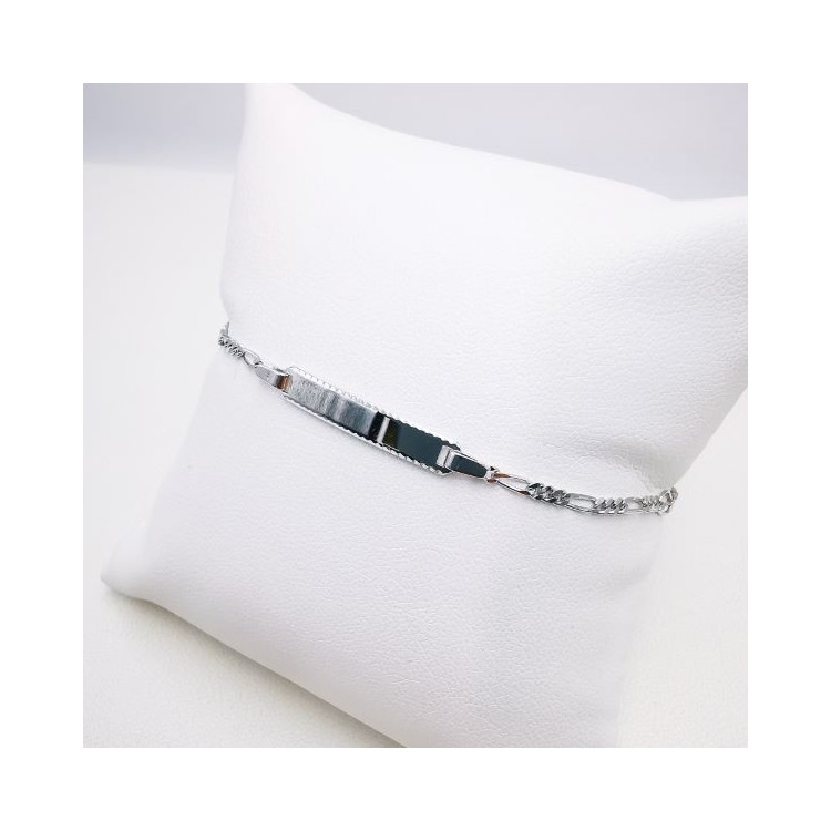 Gourmette bébé / enfant Maille Alternée Or Blanc 750 - 18 carats