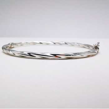 Bracelet Jonc Torsadé Or Blanc 750 - 18 carats