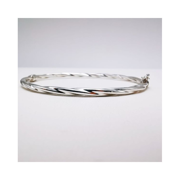 Bracelet Jonc Torsadé Or Blanc 750 - 18 carats