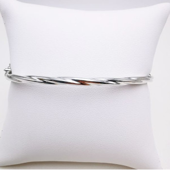 Bracelet Jonc Torsadé Or Blanc 750 - 18 carats