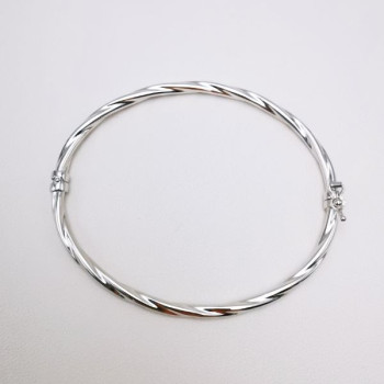 Bracelet Jonc Torsadé Or Blanc 750 - 18 carats