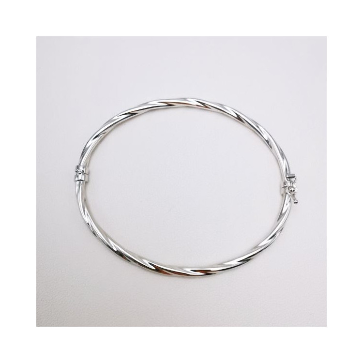 Bracelet Jonc Torsadé Or Blanc 750 - 18 carats