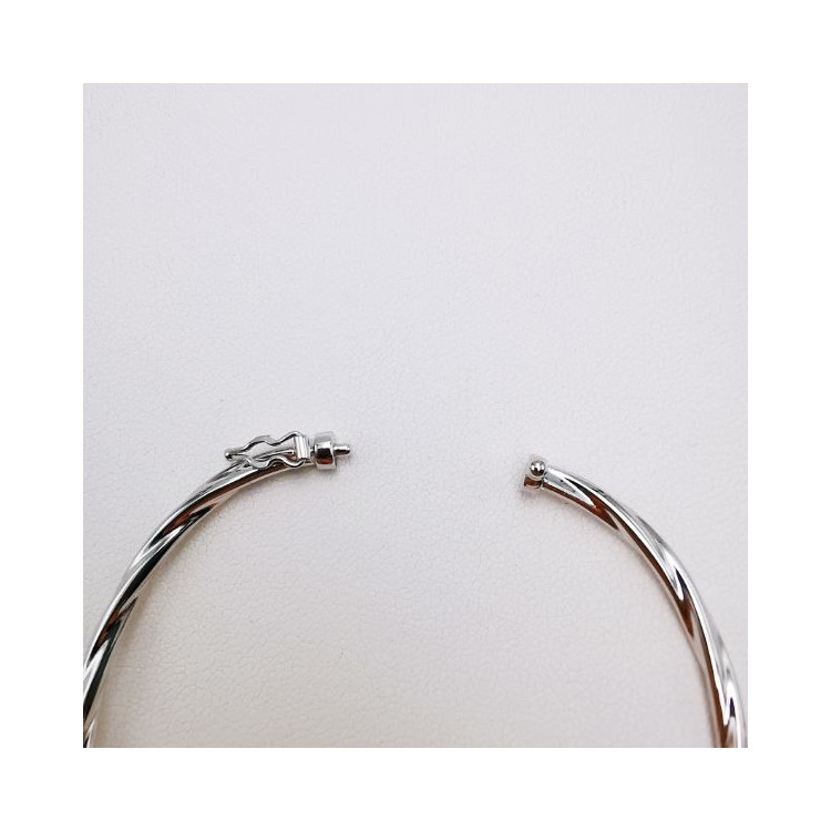 Bracelet Jonc Torsadé Or Blanc 750 - 18 carats