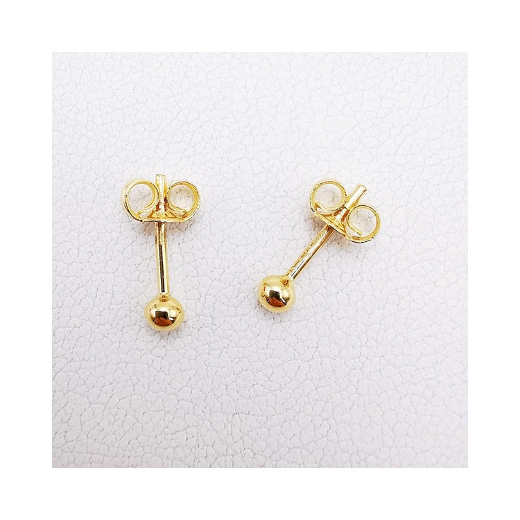 Boucles d'Oreilles Puces Boules Or Jaune 750 - 18 carats