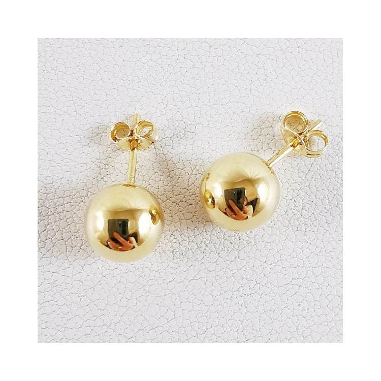 Boucles d'Oreilles Puces Boules Or Jaune 750 - 18 carats