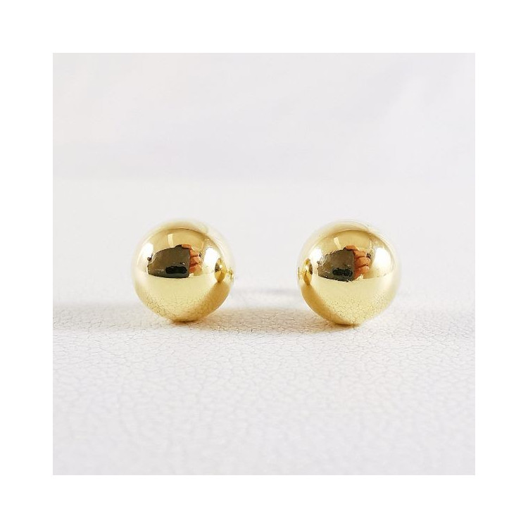 Boucles d'Oreilles Puces Boules Or Jaune 750 - 18 carats