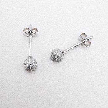 Boucles d'Oreilles Boules Effet Diamanté Or Blanc  750 - 18 carats