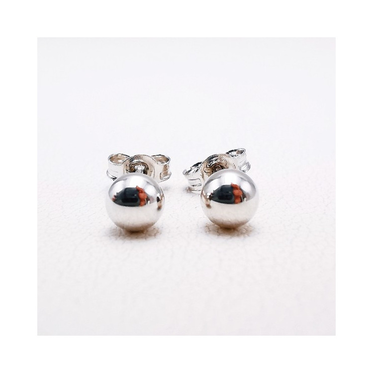 Boucles D'oreilles Créoles Boules 4mm - Plaqué Or 18 Carats (750/000) Bijouxia