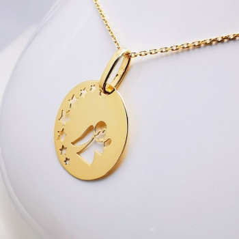 Pendentif Médaille De Baptême Ange En Or 750/1000 (18 Carats) - Poids 2,68g - Occasion Avec Poinçon Tête D'Aigle